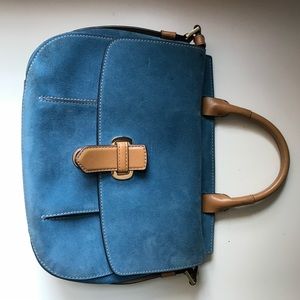 Michael Kora Blue Suede Crossbody Bag